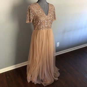 Maya deluxe bridesmaid dress in blush taupe